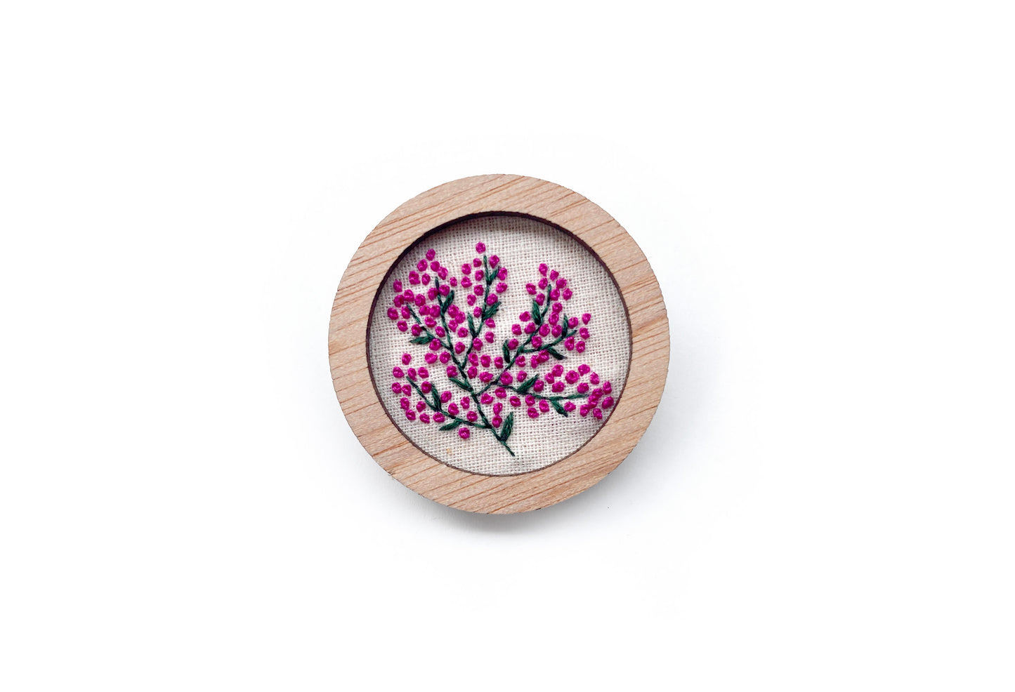 Hand Embroidered Brooch Pendant - Lilly Pilly