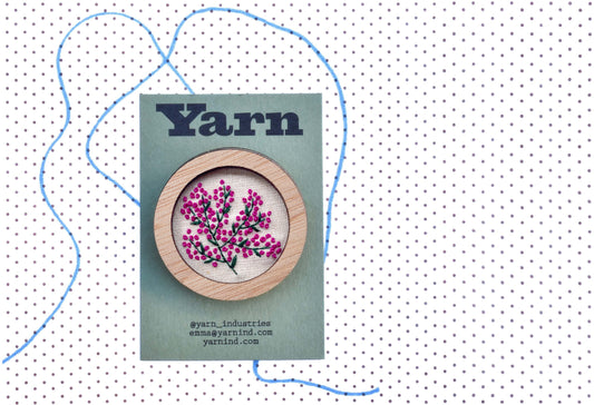 Hand Embroidered Brooch Pendant - Lilly Pilly