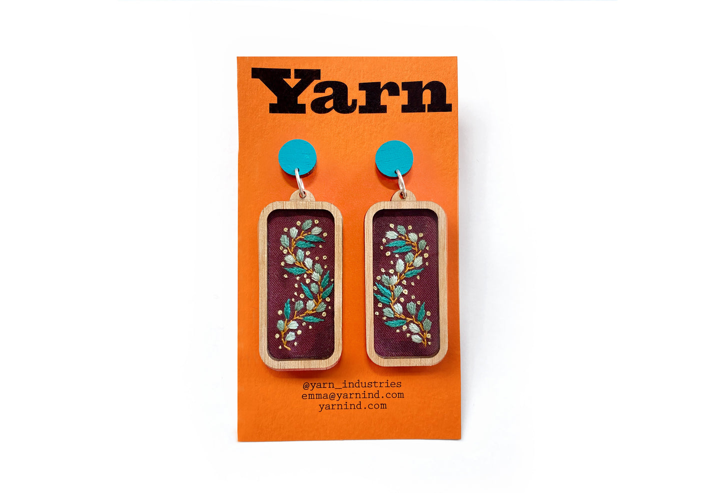 Hand Embroidered Earrings - Eucalyptus