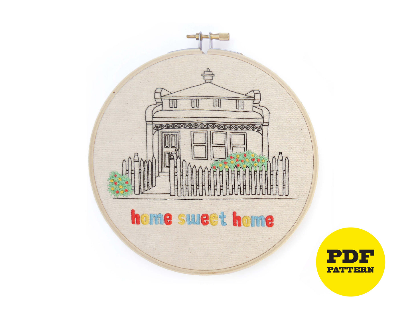 PDF Downloadable Embroidery Pattern - Home Sweet Home