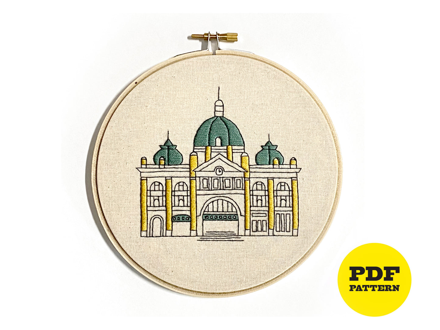 PDF Downloadable Embroidery Pattern - Flinders Street Station