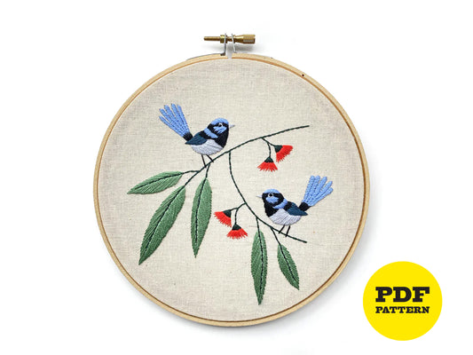 Downloadable Embroidery Pattern - Fairy Wren