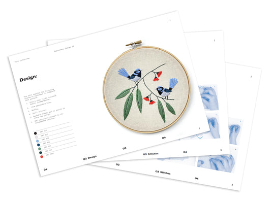 PDF Downloadable Embroidery Pattern - Fairy Wren