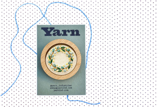 Hand Embroidered Brooch Pendant - Eucalyptus