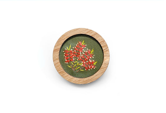 Hand Embroidered Brooch Pendant - Bottle Brush