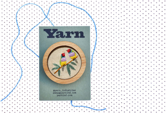 Hand Embroidered Brooch Pendant - Gouldian Finch