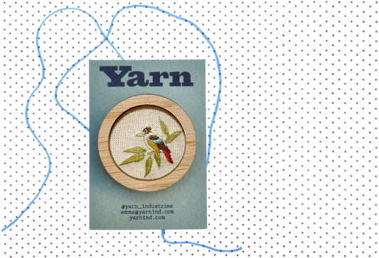 Hand Embroidered Brooch Pendant - Kookaburra