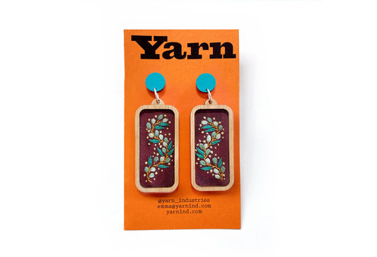 Hand Embroidered Earrings - Eucalyptus