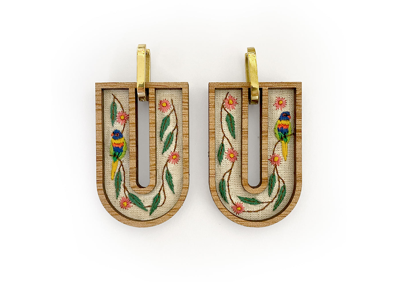 Hand Embroidered Earrings - Lorikeet