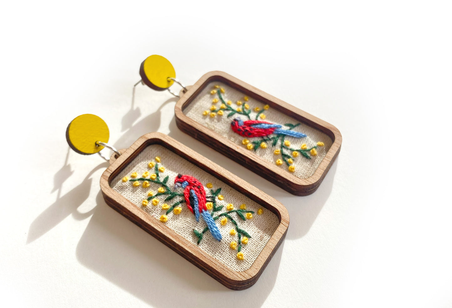 Hand Embroidered Earrings - Rosellas