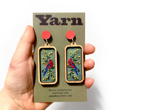 Hand Embroidered Earrings - Rosellas
