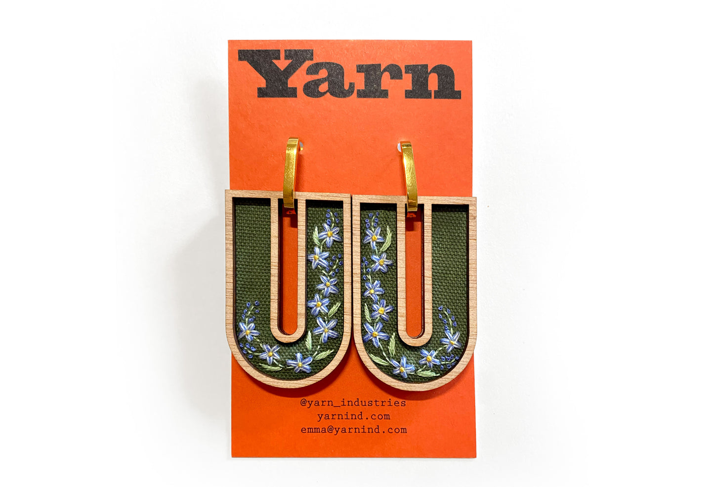 Hand Embroidered Earrings - Royal Bluebells