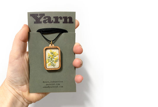 Hand Embroidered Necklace - Wattle