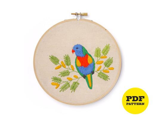 PDF Downloadable Embroidery Pattern - Parakeet