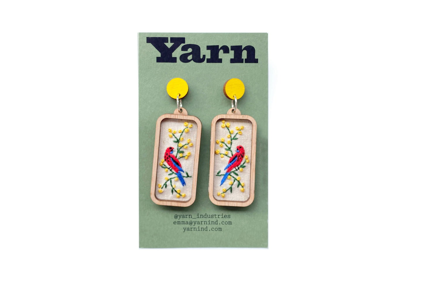 Hand Embroidered Earrings - Rosellas